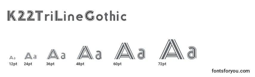 K22TriLineGothic (65386) Font Sizes