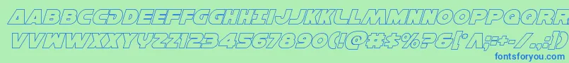 Fonte Hansolov3outital – fontes azuis em um fundo verde