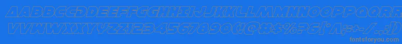 フォントHansolov3outital – 青い背景に灰色の文字