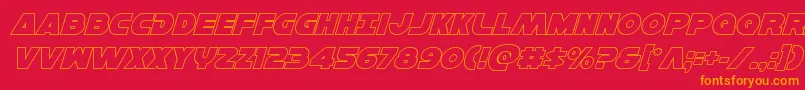フォントHansolov3outital – 赤い背景にオレンジの文字