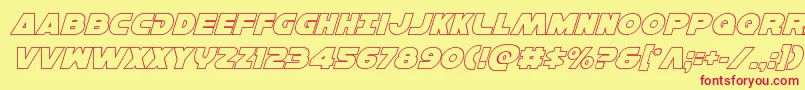 フォントHansolov3outital – 赤い文字の黄色い背景