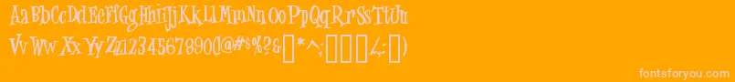 Jungj-Schriftart – Rosa Schriften auf orangefarbenem Hintergrund