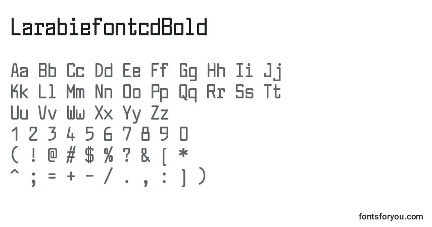 A fonte LarabiefontcdBold – alfabeto, números, caracteres especiais