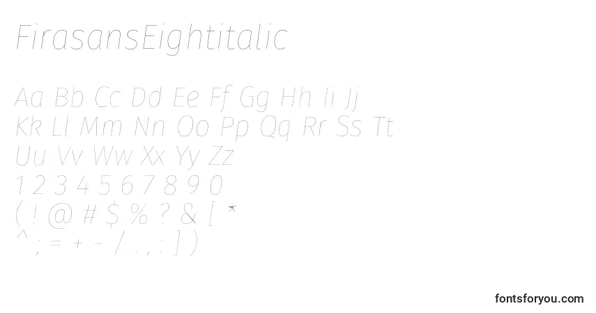 FirasansEightitalicフォント–アルファベット、数字、特殊文字