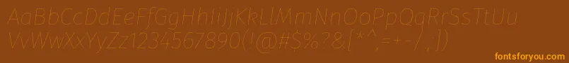FirasansEightitalic-Schriftart – Orangefarbene Schriften auf braunem Hintergrund