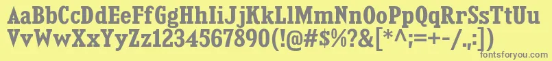 KingsbridgeScBd-fontti – harmaat kirjasimet keltaisella taustalla