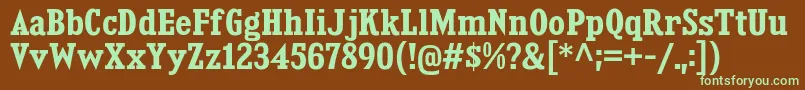 KingsbridgeScBd-fontti – vihreät fontit ruskealla taustalla
