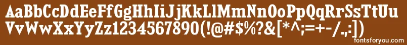 KingsbridgeScBd-fontti – valkoiset fontit ruskealla taustalla