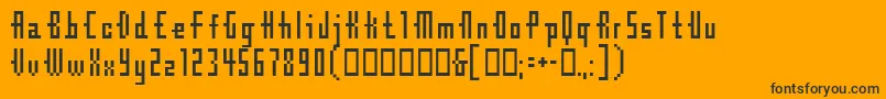 Cubebitmap12point-Schriftart – Schwarze Schriften auf orangefarbenem Hintergrund