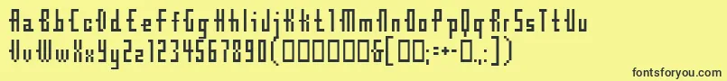 Cubebitmap12point-Schriftart – Schwarze Schriften auf gelbem Hintergrund