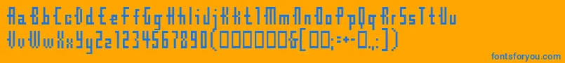 Cubebitmap12point Font – Blue Fonts on Orange Background