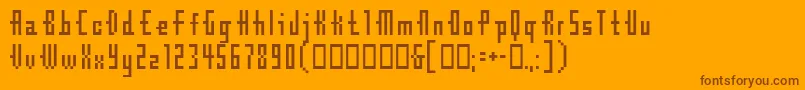 Cubebitmap12point-Schriftart – Braune Schriften auf orangefarbenem Hintergrund