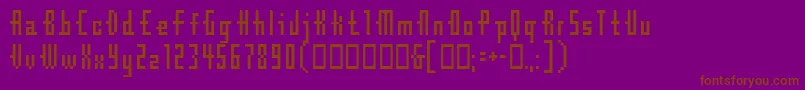 Cubebitmap12point-fontti – ruskeat fontit violetilla taustalla