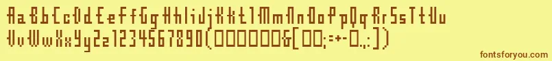 Cubebitmap12point-Schriftart – Braune Schriften auf gelbem Hintergrund