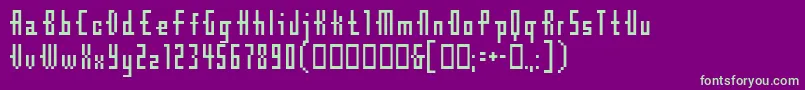 Cubebitmap12point-Schriftart – Grüne Schriften auf violettem Hintergrund