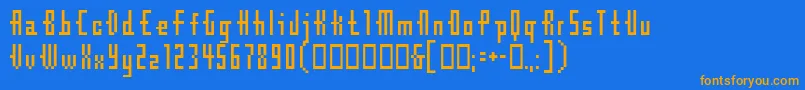 Cubebitmap12point Font – Orange Fonts on Blue Background