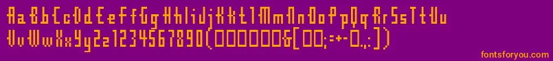 Cubebitmap12point-Schriftart – Orangefarbene Schriften auf violettem Hintergrund