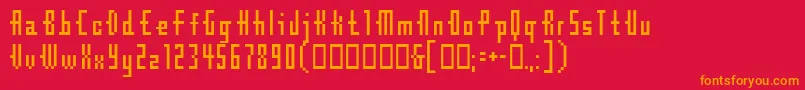 Cubebitmap12point Font – Orange Fonts on Red Background