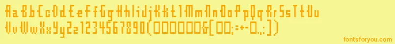 フォントCubebitmap12point – オレンジの文字が黄色の背景にあります。