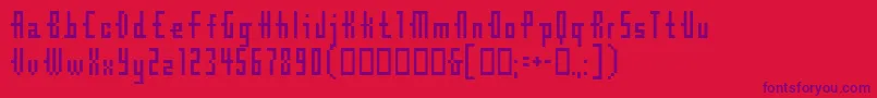 Cubebitmap12point-Schriftart – Violette Schriften auf rotem Hintergrund