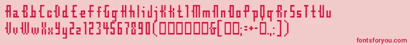 Cubebitmap12point-fontti – punaiset fontit vaaleanpunaisella taustalla