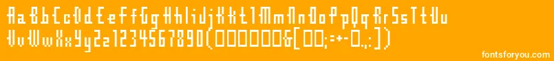 Cubebitmap12point-fontti – valkoiset fontit oranssilla taustalla
