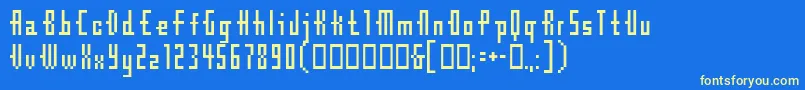 Cubebitmap12point-fontti – keltaiset fontit sinisellä taustalla