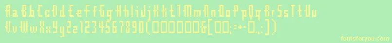 Cubebitmap12point-Schriftart – Gelbe Schriften auf grünem Hintergrund