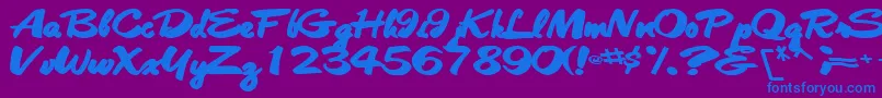 Cleancut56Bold Font – Blue Fonts on Purple Background