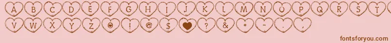 Czcionka CountryHearts – brązowe czcionki na różowym tle