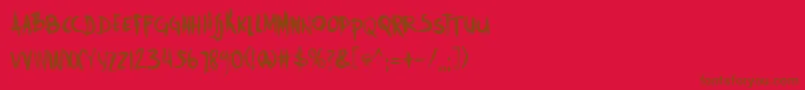 DkTrollslayer-Schriftart – Braune Schriften auf rotem Hintergrund