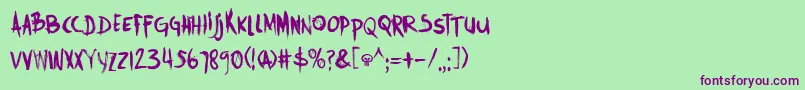DkTrollslayer-Schriftart – Violette Schriften auf grünem Hintergrund