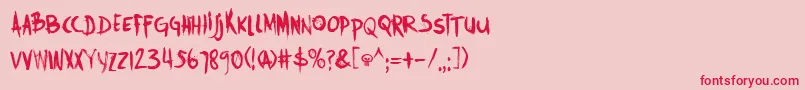 Fonte DkTrollslayer – fontes vermelhas em um fundo rosa