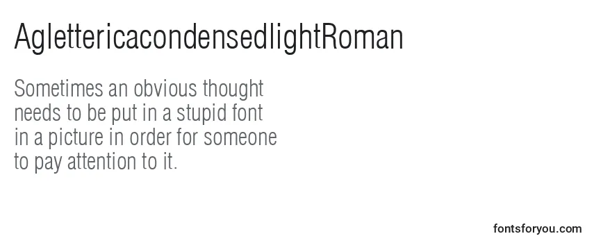 Review of the AglettericacondensedlightRoman Font
