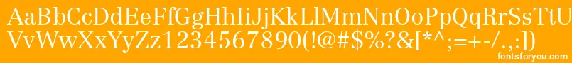 Weitere Informationen zur CenturyRepriseLightSsiLight-Schriftart CenturyRepriseLightSsiLight-Schriftart – Weiße Schriften auf orangefarbenem Hintergrund