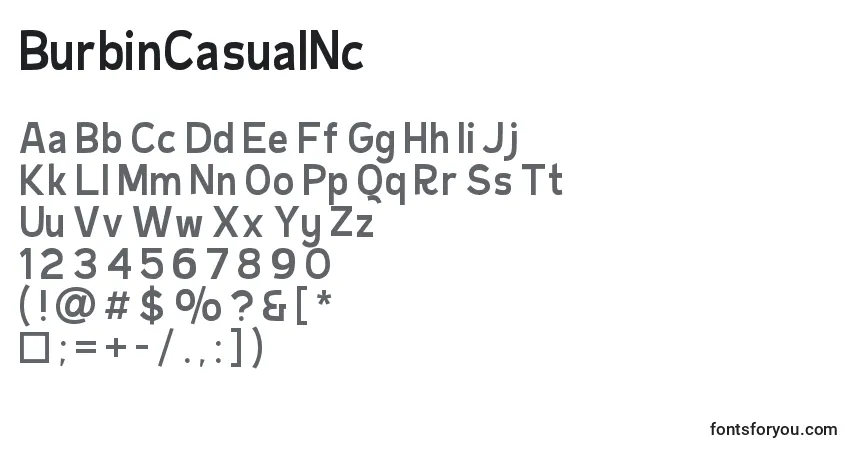 Шрифт BurbinCasualNc – алфавит, цифры, специальные символы