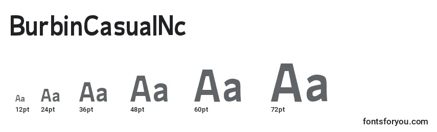 BurbinCasualNc Font Sizes
