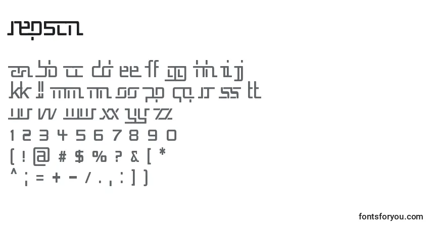 Schriftart Rep5cn – Alphabet, Zahlen, spezielle Symbole