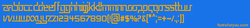 Rep5cn Font – Orange Fonts on Blue Background