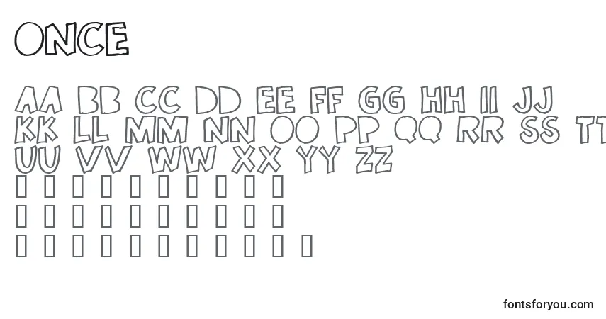 Czcionka Once – alfabet, cyfry, specjalne znaki
