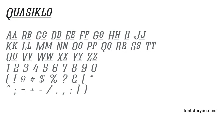 Schriftart Quasiklo – Alphabet, Zahlen, spezielle Symbole