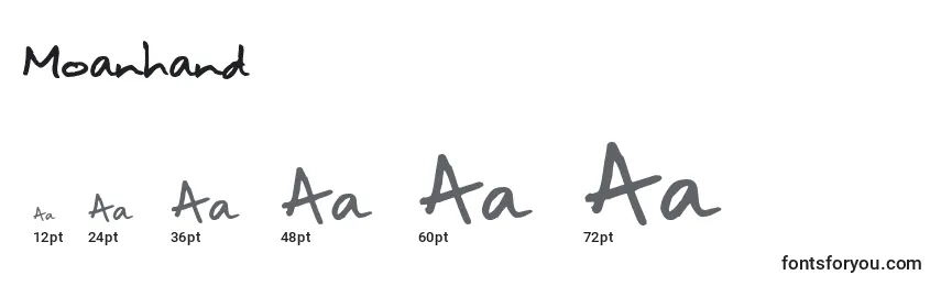 Размеры шрифта Moanhand (65409)