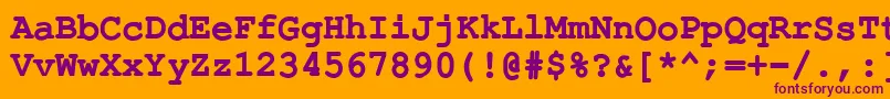 Fonte ErKurierKoi8Bold – fontes roxas em um fundo laranja