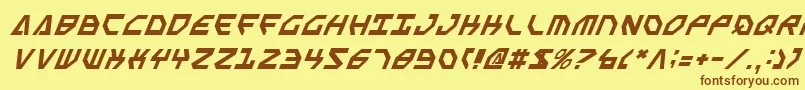 ScarabScriptItalic-Schriftart – Braune Schriften auf gelbem Hintergrund