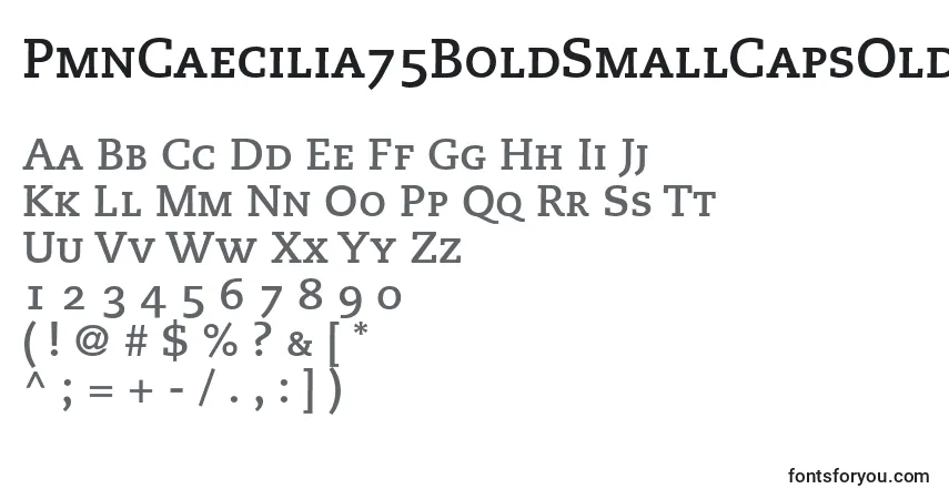 A fonte PmnCaecilia75BoldSmallCapsOldstyleFigures – alfabeto, números, caracteres especiais