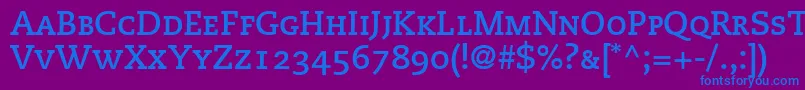 PmnCaecilia75BoldSmallCapsOldstyleFigures-Schriftart – Blaue Schriften auf violettem Hintergrund