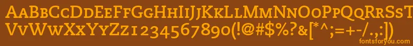 Czcionka PmnCaecilia75BoldSmallCapsOldstyleFigures – pomarańczowe czcionki na brązowym tle