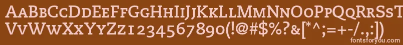 PmnCaecilia75BoldSmallCapsOldstyleFigures-Schriftart – Rosa Schriften auf braunem Hintergrund