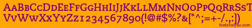 PmnCaecilia75BoldSmallCapsOldstyleFigures Font – Purple Fonts on Orange Background