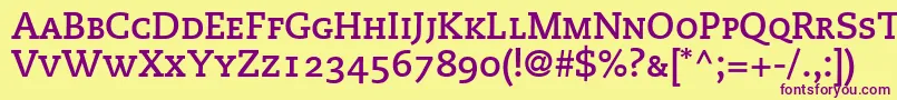 PmnCaecilia75BoldSmallCapsOldstyleFigures Font – Purple Fonts on Yellow Background